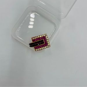 Black and pink crystal ring